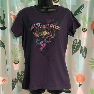 Harley-Davidson Dark Purple T-Shirt with Eagle Graphic